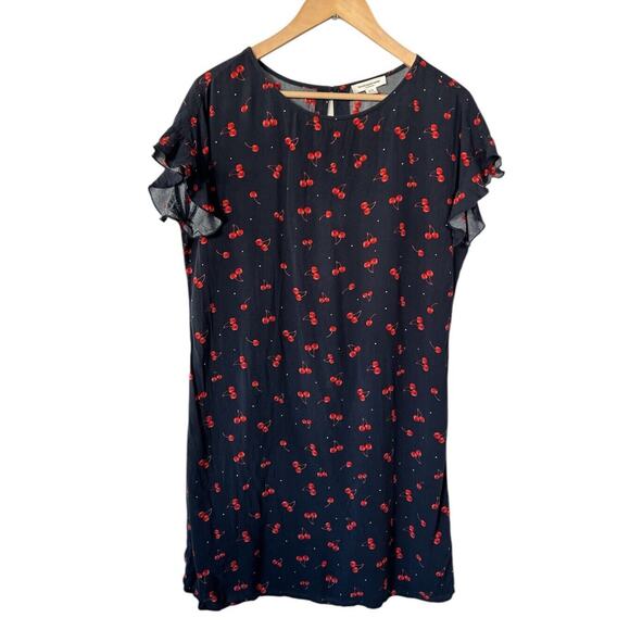 Beach Lunch Lounge Cherry Print Flutter Sleeve Dress Small - Picture 1 of 4